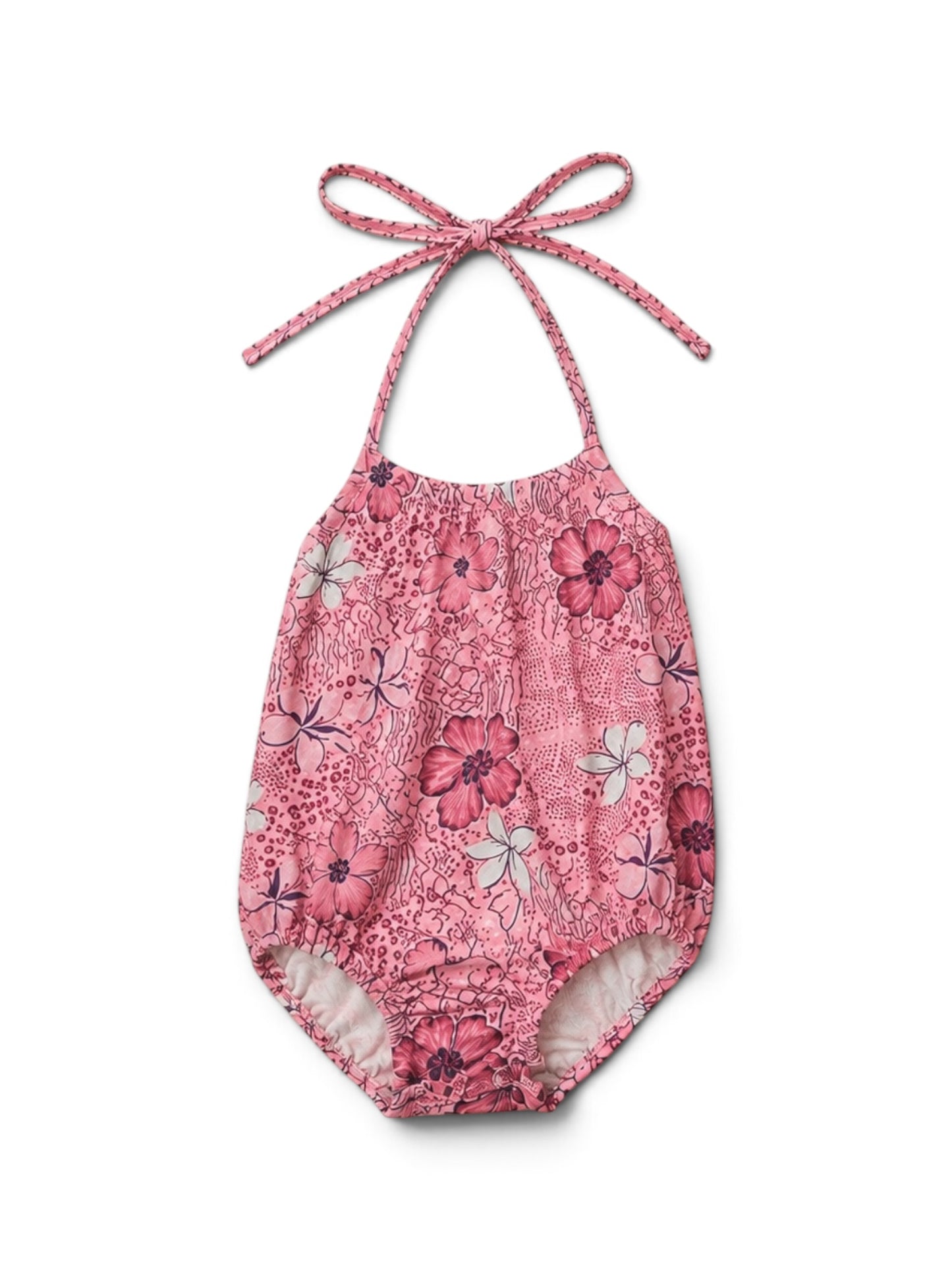 Pink Wild Bloom Halter Romper