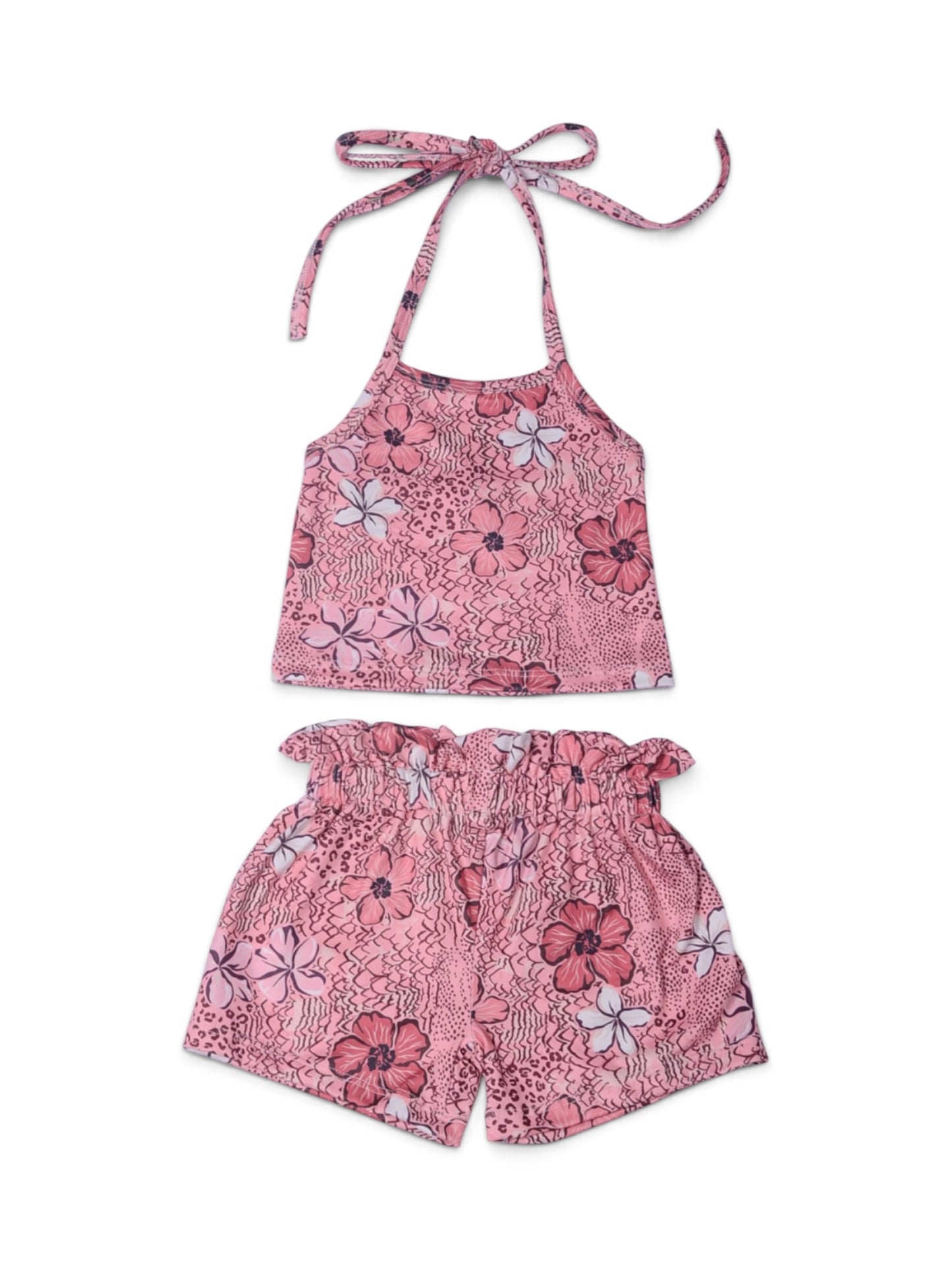 Pink Wild Blooms Halter & Shorts Set