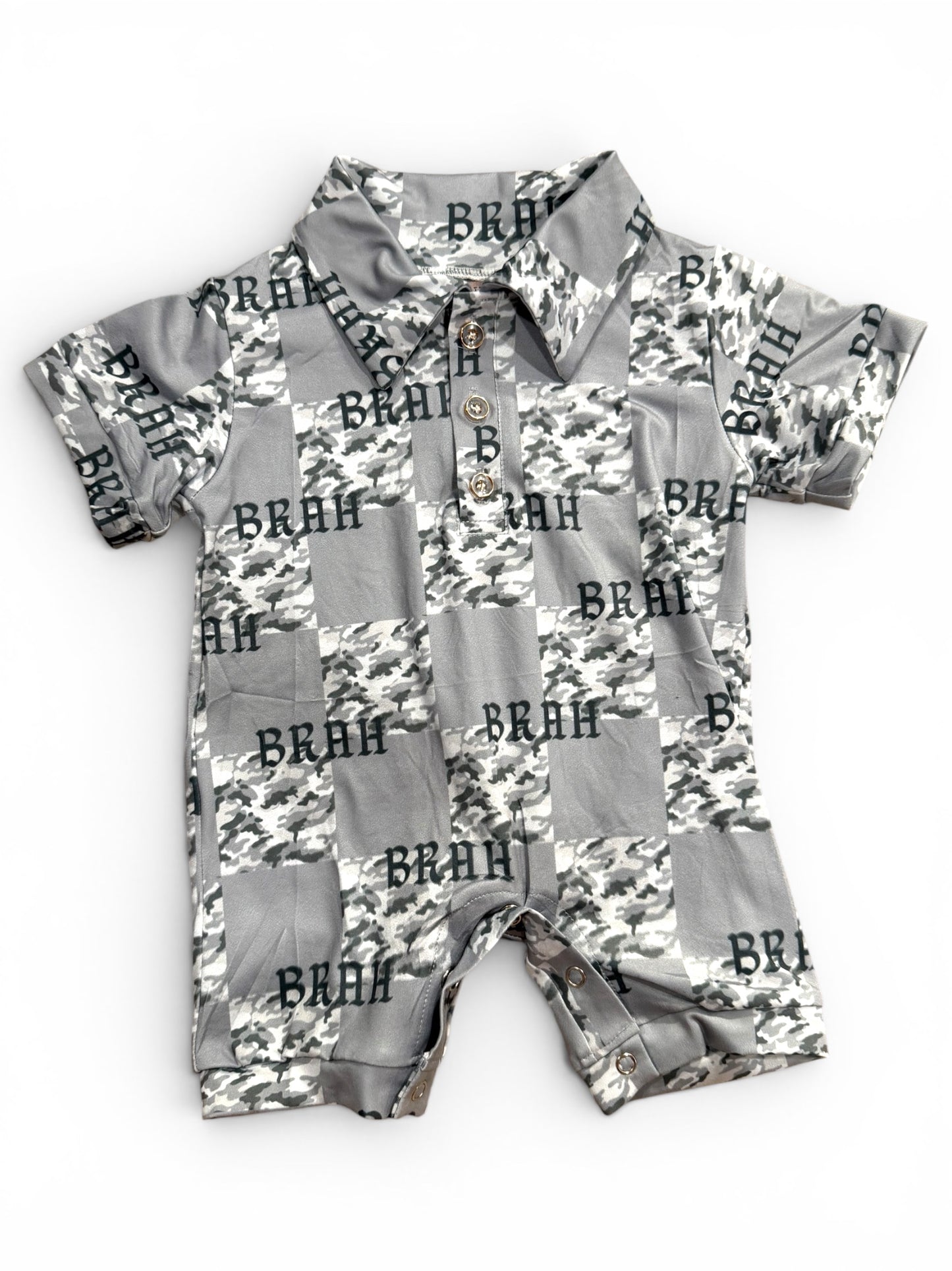 Polo Onesie in Checkered Brah