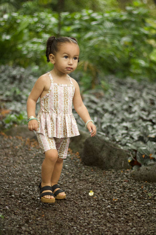 Cheetah Hibiscus Biker Set